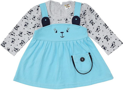 NammaBaby Baby Girls Mini/Short Casual Dress(Blue, Full Sleeve)
