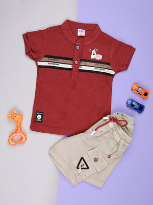 V-MART Boys Casual T-shirt Shorts(Rust)