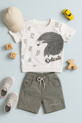 karnika Baby Boys Casual T-shirt Shorts(Grey)