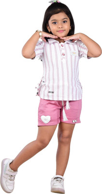 Worton Fashion Baby Girls Party(Festive) Top Shorts(Pink)