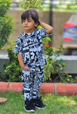 ZIKIGO Boys & Girls Party(Festive) T-shirt Track Pants(Multicolor)