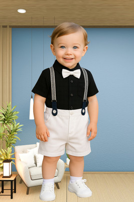 Jhrey creation Boys Party(Festive) Shirt Shorts(BLACK)