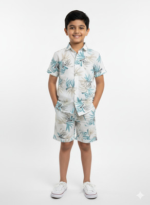 MiniJoy Boys Casual Shirt Shorts(Green)