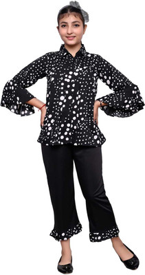 ORIEX THE ORIGINAL FASHION Girls Casual Top Pant(Black-Black)