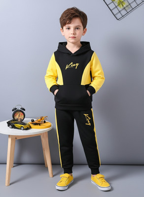 HIKUJ Boys Casual Sweatshirt Track Pants(Yellow)