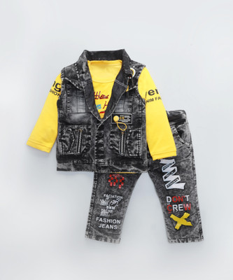 Ajmer Dresses Boys & Girls Casual Jacket Jeans(GREY)