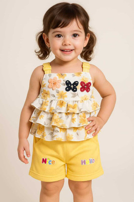 Vinay creation Baby Girls Casual Top Shorts(YELLOW SHOULDER STRAP TOP&Short)