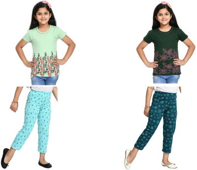 IndiWeaves Girls Casual T-shirt Pyjama(Multicolor)