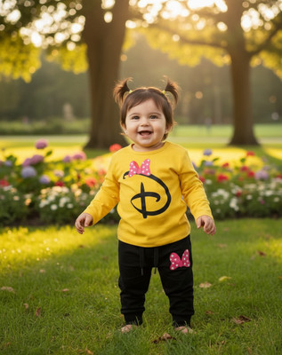 LAXIO Baby Girls Minnie Casual Sweatshirt Track Pants(YELLOW, BLACK)