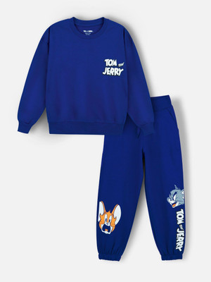Nap Chief Boys & Girls Tom & Jerry Casual Sweatshirt Track Pants(Royal Blue)