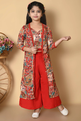 SPAMitude Girls Party(Festive) Top Pant, Jacket(RED)