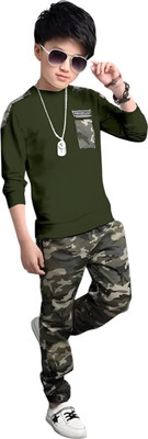 JIG AND JOG Boys Casual T-shirt Pant(Green)