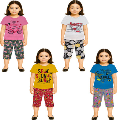 NK TRENDZ Girls Casual Pyjama Pyjama(PK-WH-YW-BL)