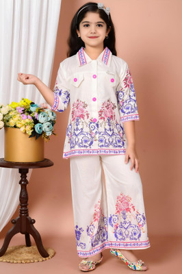 Katalyn Girls Party(Festive) Top Pant(White)