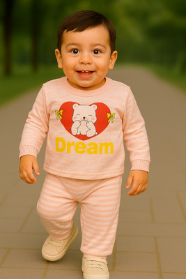 KIDS PARYANIS Baby Boys & Baby Girls Casual Sweatshirt Pant(PEACH)