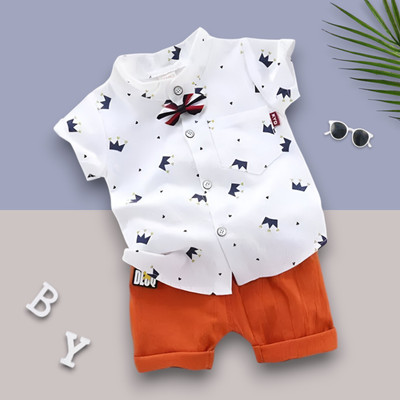 LittleRebel Baby Boys & Baby Girls Casual Shirt Shorts(ROYAL TAJ_WHITE)