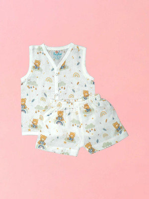 Firstin Baby Boys & Baby Girls Casual Vest Shorts(Teddy Bear Star)