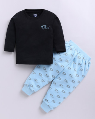 Blushh Berry Boys & Girls Casual Top Pant(Blue, Dark Blue)