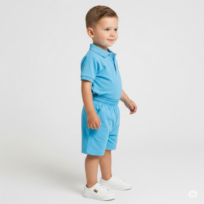 Kenvi Textile Baby Boys Casual T-shirt Shorts(Blue)