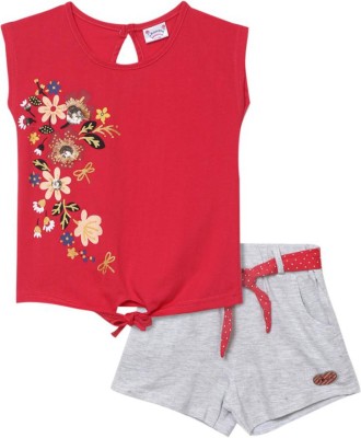 V-MART Girls Casual Top Shorts(Red)