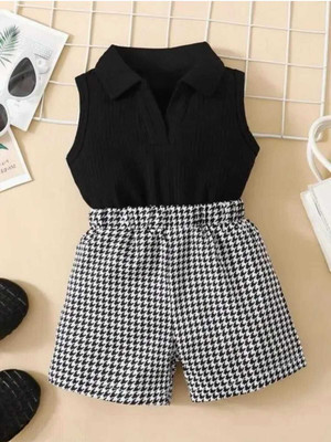 acashcollection Girls Casual Top Shorts(Black)