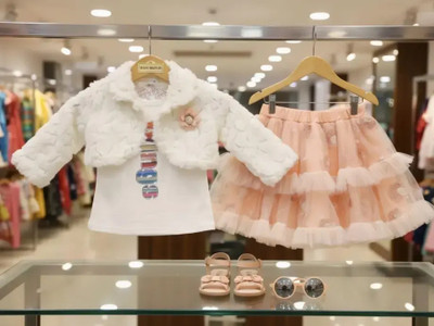 wah mayur Girls Party(Festive) Jacket Dress(White)