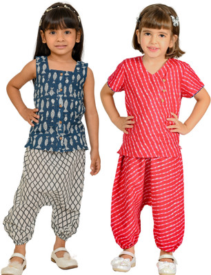 Tiny Bunnies Baby Girls Party(Festive) Top Pant(Blue:White & Pink)