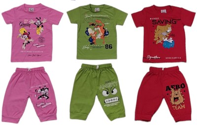 DX Baby Boys & Baby Girls Casual T-shirt Capri(red)