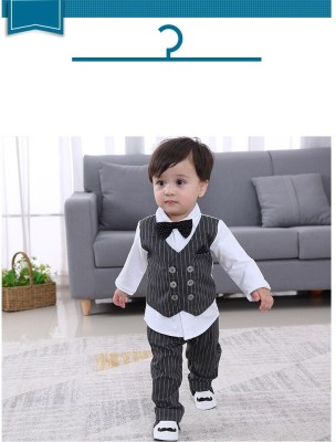 SPT Baby Boys Party(Festive) Jacket Pant, Bow Tie(GRAY)