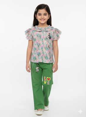 Girijesh Singh Girls Casual Top Pant(Green)