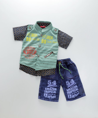 Ajmer Dresses Boys & Girls Casual Shirt Shorts, Jacket(Green)