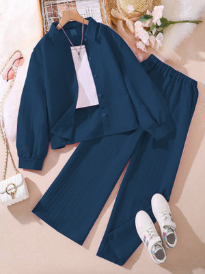 kastbhanjan Girls Casual Top Pant(NAVY BLUE)