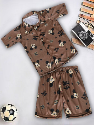 Paral Baby Boys & Baby Girls Casual Shirt Shorts(Brown)