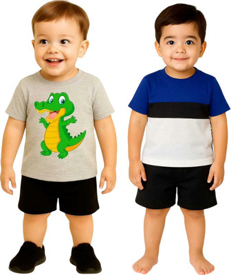 SEGRO Baby Boys & Baby Girls Casual T-shirt Shorts(GREY, ROYAL)