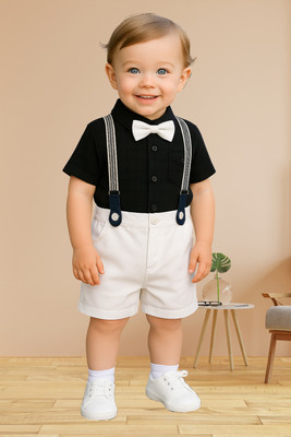 KRIYU CREATION Boys Party(Festive) Shirt Shorts(BLACK)