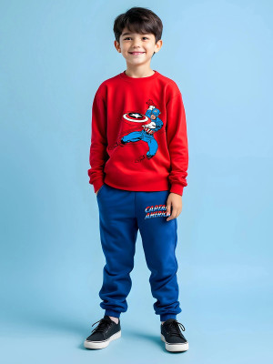 MARVEL BY MISS & CHIEF Boys Avengers Casual T-shirt Track Pants(Red, Blue)