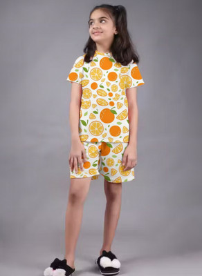 FEBVIBE Girls Casual T-shirt Shorts(Yellow)