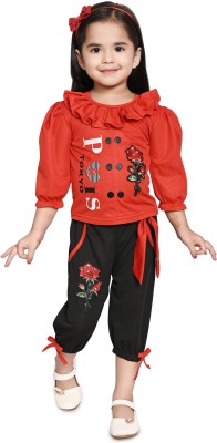 RAKIB DRESSES Baby Girls Party(Festive) Top Pant(RED)