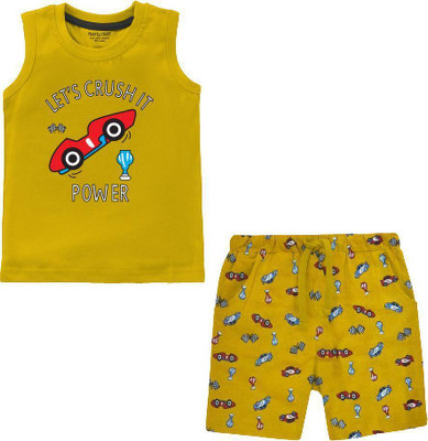 Miss & Chief Baby Boys & Baby Girls Casual T-shirt Shorts(Yellow)