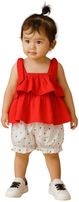 OUTFITforkids Baby Girls Casual Top Pant(Red)