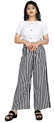 LEERUKA Girls Casual Top Trouser(black white)
