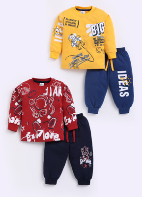Mumbrella Boys Casual T-shirt Track Pants(RED,YELLOW)