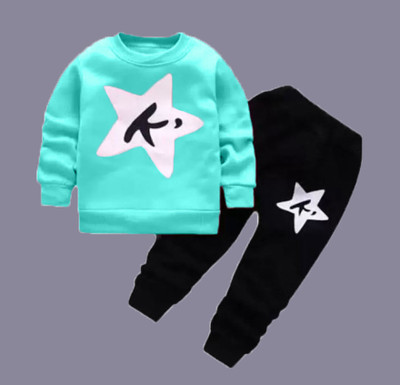 DRUZZEE Boys & Girls Casual T-shirt Pant(Light Blue)