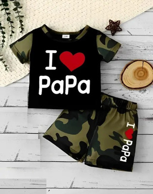 Cutevibe Baby Boys & Baby Girls Casual T-shirt Shorts(Army print)