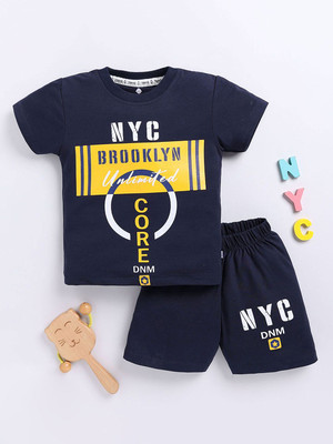 YK X Tinyo Boys & Girls Casual T-shirt Shorts(Navy Blue)