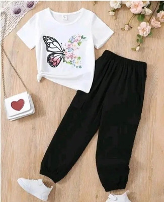 Zarmin Girls Party(Festive) T-shirt Pant(Black & White)