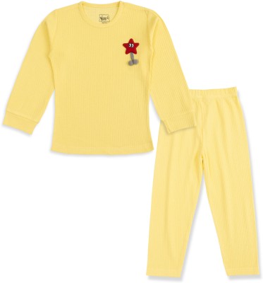 Baby's Pride Baby Girls Casual T-shirt Pant(Yellow)