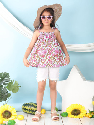 Kinder Kids Girls Casual Top Pant(Pink)