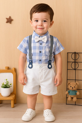 Bleckz Soeamk Baby Boys Party(Festive) Shirt Shorts(Blue)