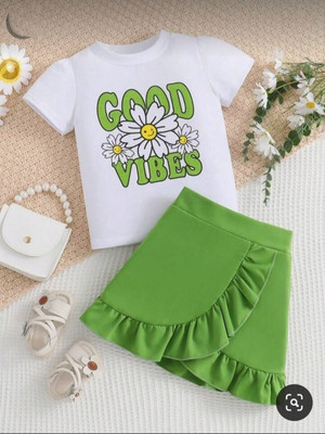 HouseOfCommon Baby Girls Casual Top Skirt(White Green)